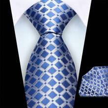 2 件 8 厘米宽 1200 针条纹格子领带和口袋巾套装，高品质经典时尚商务休闲领带套装，适合男士、婚礼、圣诞节、派对的礼物