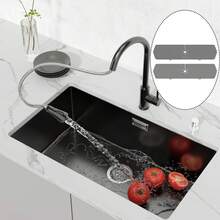 Kitchen Sink Splash Guard Silicone Faucet Drip Catcher Tray For Kitchen Counter Bathroom,Non-Slip Kitchen Mats For Sink Side, Natural And Hygienic Kitchen Essential For Home And Kitchen Room Decor, Part Of Your Cozy Fall& Winter Styles And Christmas Decorations - Grey - View 7