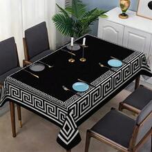 1 pieza Mantel rectangular con estampado floral vintage, mantel de poliéster para mesa de comedor y mesa de café, decoración para fiesta festiva - Negro - Ver 2