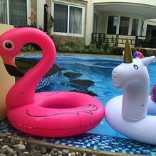1pc Unicorn & Flamingo Inflatable Pool Float Ring, Thickened PVC Adult Swimming Ring Water Entertainment Inflatable Unicorn Float, Beach Essentials, Beach Accessories