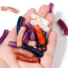 30pcs/Pack Acrylic Bicolor Cloud Shaped Curved Beads, 31X8mm, Minimalist Luxury Bracelet Necklace DIY Jewelry Making Accessories