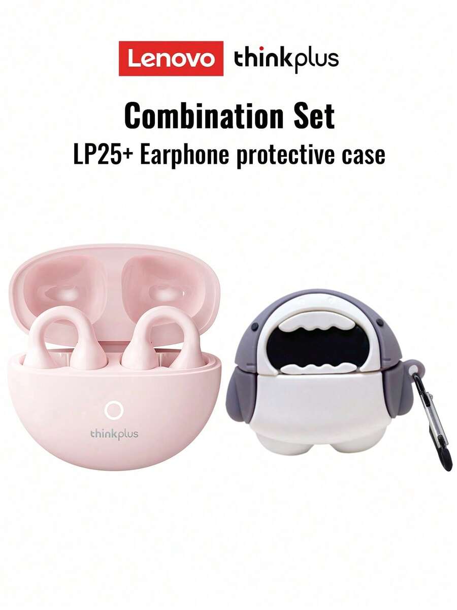 Lenovo LP25 Bluetooth Earphones With Protective Case, Bone Conduction Sports Earbuds, Bluetooth 5.4, Surround Sound, ENC Noise Cancellation, Low Latency Gaming, Long Battery Life, Smart Touch Control, Comfortable Compatible With Apple & Android Devices
