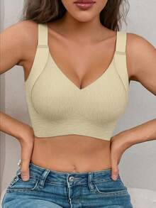 2pcs/Set Women Wireless Push-Up Bra With Side Support, Full Coverage Adjustable Lift And Enhance Bust