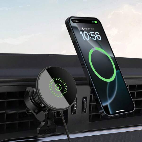 15W Magnetic Wireless Phone Holder Car Charger, Charging Bracket, Fast Charging Magnetic Mount For IPhone 17/16/15/14/13//12/Pro/Max/Plus
