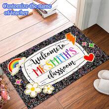 1pc 16"*24" 18"*30" Customized Classroom Doormat, Personalized Name Teacher Doormat, Welcome Mat For Classroom, Custom Notebook Classroom Mat, Back To School Doormat For Class Décor - Black - View 1