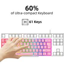 60% Wired Gaming Keyboard, RGB Backlit Mini Keyboard, Type-C To USB Waterproof Small Ultra-Compact 61 Keys Keyboard For PC/ Gamer, Typist, Travel, Easy To Carry On Business Trip