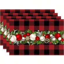 4pcs/6pcs,Home Decor, Christmas Theme, Christmas Pattern Printed Linen Placemat, Table Mats, Suitable For Dining Tables, Versatile Seasonal Decoration In Spring, Summer, Autumn, Winter, Modern Style Washable Table Mat, Heat-Resistant, Stain Resistant, Room Decoration, Table Mat, Coaster, Kitchen Table Mat, Party Decoration, Home Decoration, Ideal Christmas Gift