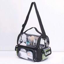 全新可调节肩带透明 PVC 化妆包，大容量便携式旅行收纳包 - 彩色 - 查看 3