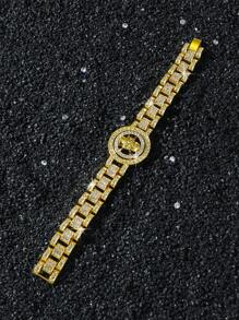1 pièce Bracelet style hip-hop homme avec crâne orné de strass rotatif