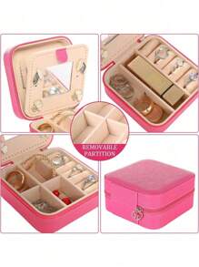 1 Set Travel Jewelry Box With Mirror, Multi-Functional Jewelry Storage Box, Large Capacity Portable Jewelry Box For Storing Rings, Pendants, Earrings, Ties, Bracelets, Best Gift For Girlfriend, Mother's Day, Anniversary, Valentine's Day, Christmas, New Year, Men's Gift, Women's Back To School Gift