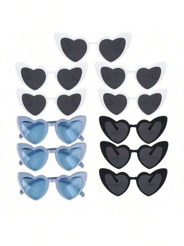 11pcs Bridal Party Heart-Shaped Glasses Wedding Shower Outdoor Props Bridesmaids Gifts Wedding Supplies Party Supplies
