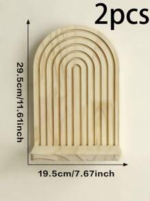 1 Pc Wooden Arched - Top Wall Shelves, Vertical Slat Design Decorative Display Shelves, Modern Home Decor For Living Room & Bedroom, Storage Shelves For Displaying Decorative Items