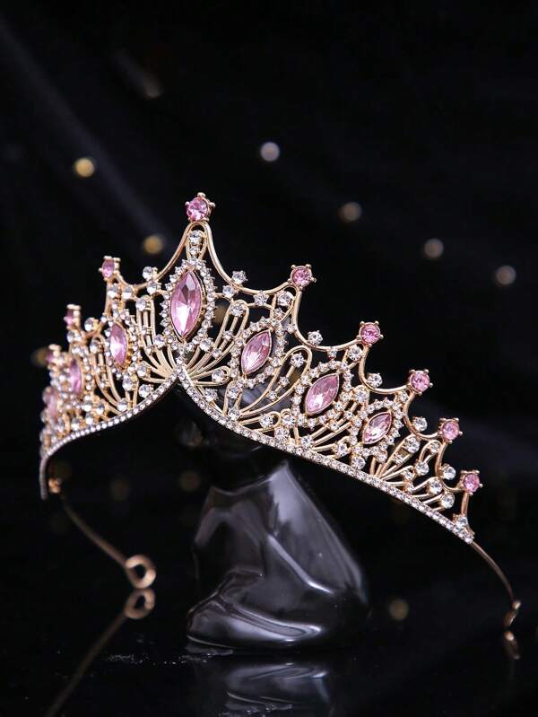 1pc Luxury Handmade Crown For Wedding Dress, Birthday Party, Banquet, Vow Coronet, Alloy Crystal Headpiece, Sweet & Elegant Style For Children & Adults, Princess Costume Accessory
