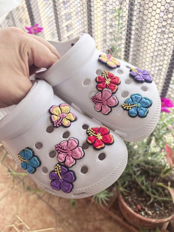 5pcs/Set Multi-Color Flower DIY Fashion Shoe Accessories & Charm, For Clogs, Sandals, Bracelets, Party Gifts