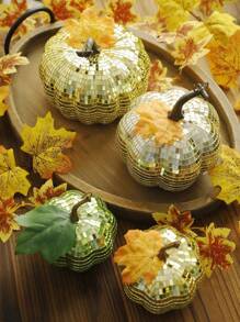 1Pc Gold Disco Pumpkin Halloween Thanksgiving Decor – Mirror Ball Pumpkins – Glam Sequin Pumpkin Ornaments For Party, Fall, And Seasonal Decorations – Shiny Table Centerpieces And Holiday Decor Home Decor Halloween Decor Fall Decor Room Decor Autumn Decor