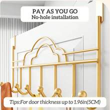 1/2pcs Over The Door Hooks, Wall Mount Towel Hanger, Towel Rack For Bathroom Towel Holder For Hanging Heavy Duty, Towel Hanger Over Door Hanger With 7 Coat Hooks For Bedroom Kitchen - Multicolor - View 1