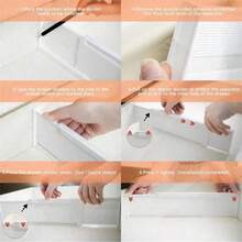 8/4/2/1 Pc Adjustable Drawer Dividers, Suitable For Clothes, Expandable Kitchen Drawer Organizers, Plastic Wardrobe Dividers, 3.35 Inch Height, 10.91-20.67 Inch Size, Double-Sided Adhesive, Decorative Use: Autumn Decor, Holiday Decor, Room Decor, Home Decor, Bedroom Decor - White - View 9