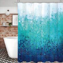 1件几何条纹黑/灰印花防水浴帘 - 采用90克涤纶面料制成，轻便、防水、半透明；易于安装、防霉、耐用 - 非常适合用作浴室淋浴间或浴缸隔断。 - 藍色 - 查看 2