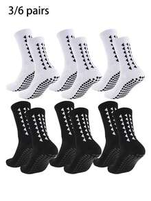 3/6 双男女通用圆点防滑足球袜，透气耐磨运动袜，适合跑步、瑜伽、健身、秋季袜子