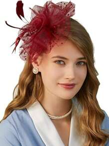 1 buc Fascinator cu pene, petrecere de ceai, elegante, Kentucky Derby, pălării, cutie de pilulă, cocktail, nuntă, mireasă, fascinatoare, bandă de susținere pentru femei și fete, cadou de ziua de naștere de Ziua Mamei, chestii școlare, elegant, toamnă