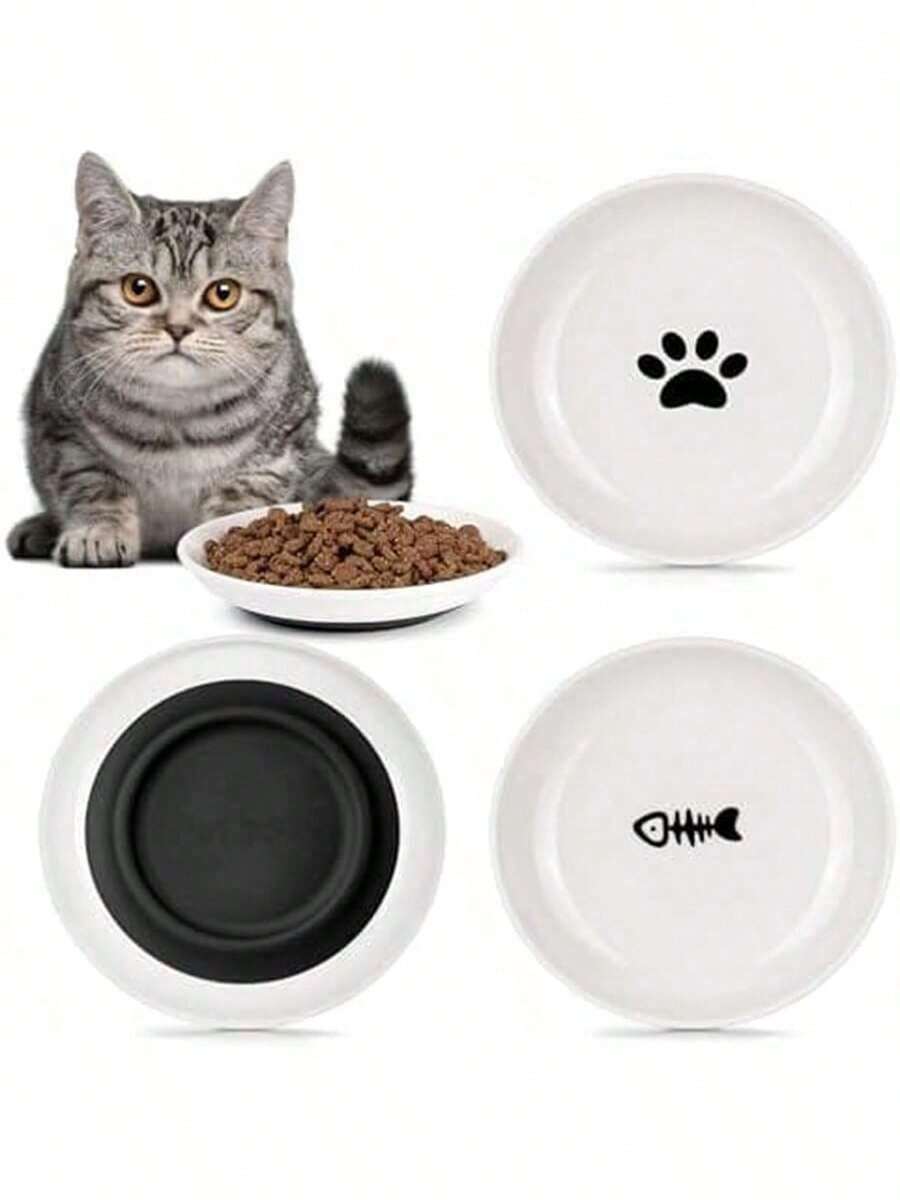 Ceramic Cat Bowl With Paw Prints, Pet Bowl