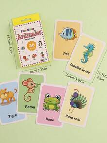 1 套 36 件 5.7 英寸 X3.15 英寸儿童教育抽认卡玩具，水果、动物、身体部位学龄前学习卡，适合 3-14 岁儿童，理想的小礼物 - 彩色 - 查看 8