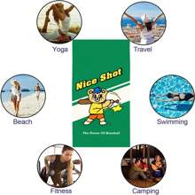 1 Stück Mikrofaser Strandtuch Muster mit Cartoon Bär beim Baseballspielen Muster, geeignet für Yu Haibin Urlaub, Schwimmbad, Surfen, Körpertrocknung, Bettwäsche, Yoga und Camping, bequem, leicht und vielseitig.