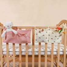 1 Stück Cartoon Aufbewahrungstasche, Hängende Organizer mit 2 Taschen für Bettkopfseite, Wickeltücher Windeln Hängetasche mit Mehrfachfunktion für Baby Kinderbett & Spielsachen