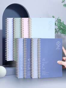 4 件/包 A5 线圈笔记本，配有漂亮的小花封面，个性化螺旋装订笔记本，开学季学生必备的学校用品，可作为送给朋友的礼物，开学季 - 彩色 - 查看 3