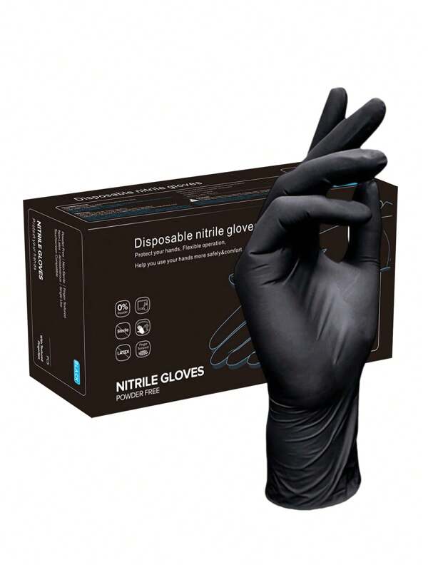 Einweghandschuhe aus schwarzem Nitril, puderfreie, latexfreie, strapazierfähige Reinigungshandschuhe für den Haushalt, wasserdichte Handschuhe geeignet für Küchen-Reinigung, Tätowieren, Färben, Haustiere, Beautysalons, Reinigungsprodukte, Haushalts-Werkzeuge