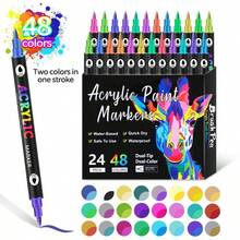 1 支双头双色酒精基马克笔，适用于玻璃绘画，适合艺术学生，可混合，防污，可水洗，返校礼物