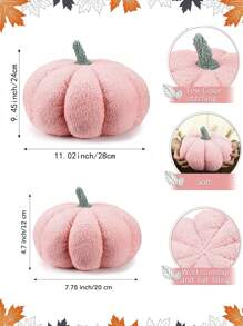 Thanksgiving Pumpkin Throw, Fluffy Stuffed 3D Pumpkin Pillow Plush, For Halloween, Thanksgiving, Home Decor, Sofa Decor, Party Decor, Pink Halloween Decor (Pink,11Inch)