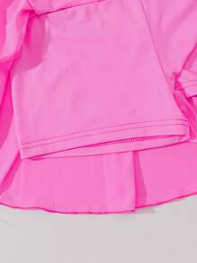 3pcs/Set Girls' Casual School Style Bow Print Pleated Skort, Autumn/Winter