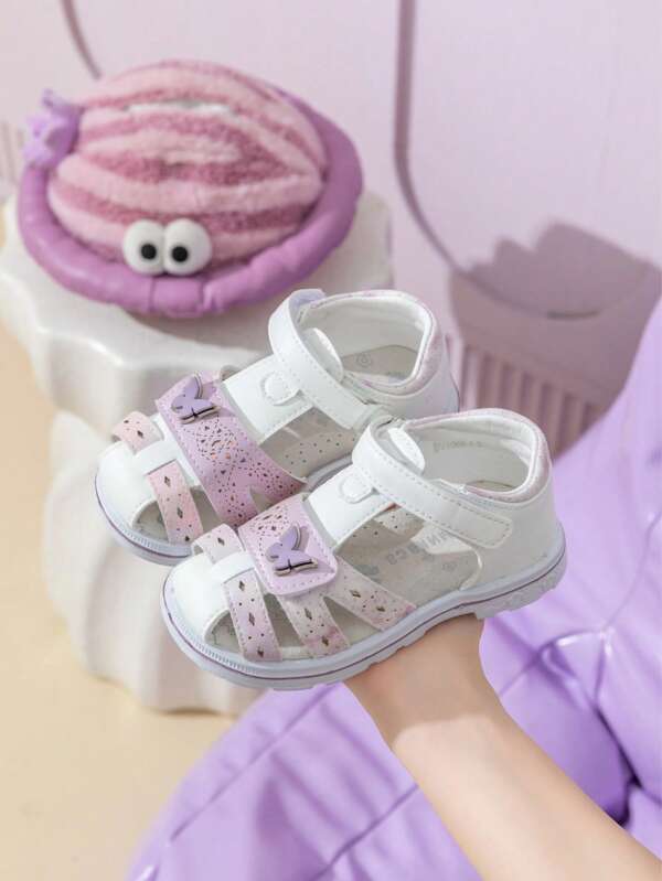 1 Pair Kids Sandals, Comfortable Girl Summer Closed Toe Sandals With Adjustable Strap And Lightweight EVA Sole, Suitable For Beach, Pool, Walking