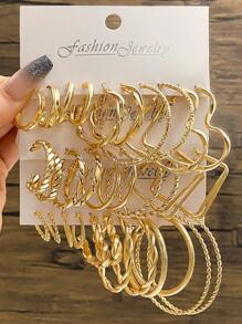 Set de 32 piezas de pendientes de estilo vintage punk de metal para mujeres, pendientes de aro con forma de corazón y de estoperol geométricos, joyas encantadoras aptas para uso diario (forma de estoperol aleatoria)