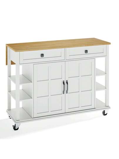 Sairedel Multifunctional Kitchen Trolley Folding Worktop, 120*65 Cm Exp able, Drawers, Spacious Storage, On Wheels Stylish Serving The Kitchen, Dining Room Living view 8