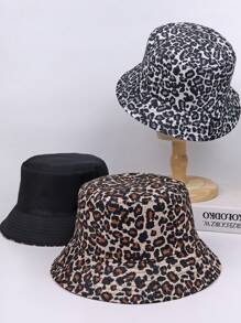 1 Stück Leoparden-Muster Polyester umkehrbarer Fischerhut, warme Dekor UV-Schutz Herbst Frucht Halloween gestreifte Fischerhut, geeignet für Männer und Frauen Halloween Dekoration