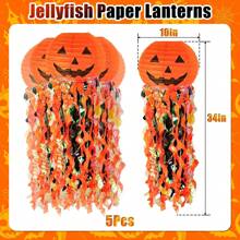 1/3/5pcs Pumpkin Paper Lanterns Are Used For Halloween Party Decoration. Orange And Black Hanging Paper Lanterns Are Suitable For Adult Birthdays, Weddings, Graduation, Indoor And Outdoor Gardens, And Home Decoration