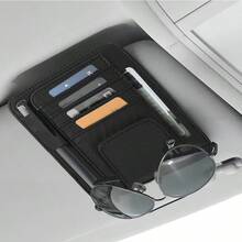 Yosoo Multifuncional Auto Car Sun Visor Organizador Card Clip Pouch Glasses Holder PU Bolsa de Almacenamiento Negro - como en la foto - Ver 4