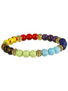 1 pieza Pulsera de curación de energía de Chakra, pulsera de cuentas de equilibrio de yoga con turquesa volcánica, regalo de joyería para fiesta
