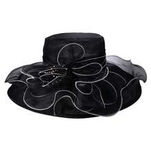 JEWELRYWE Kentucky Derby Large Women's Hat, 1920s Charming Fancy Wide Brim Organza Flower Large Hat, Tea Party Wedding Church Hat, Evening Party Hat, Comfortable And Breathable - Pink - View 15