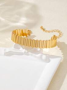 1pc/Set Adjustable Size Thick Copper Alloy Irregular Line Watch Chain Women's Open Bracelet Suitable For Daily Wear By Women