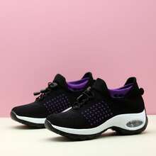 Damskie czarno-białe, wsuwane, sportowe, codzienne, amortyzujące trampki Air Cushion, odpowiednie do biegania, ćwiczeń, noszenia na co dzień, tańca, karmienia piersią i zwiększania wzrostu