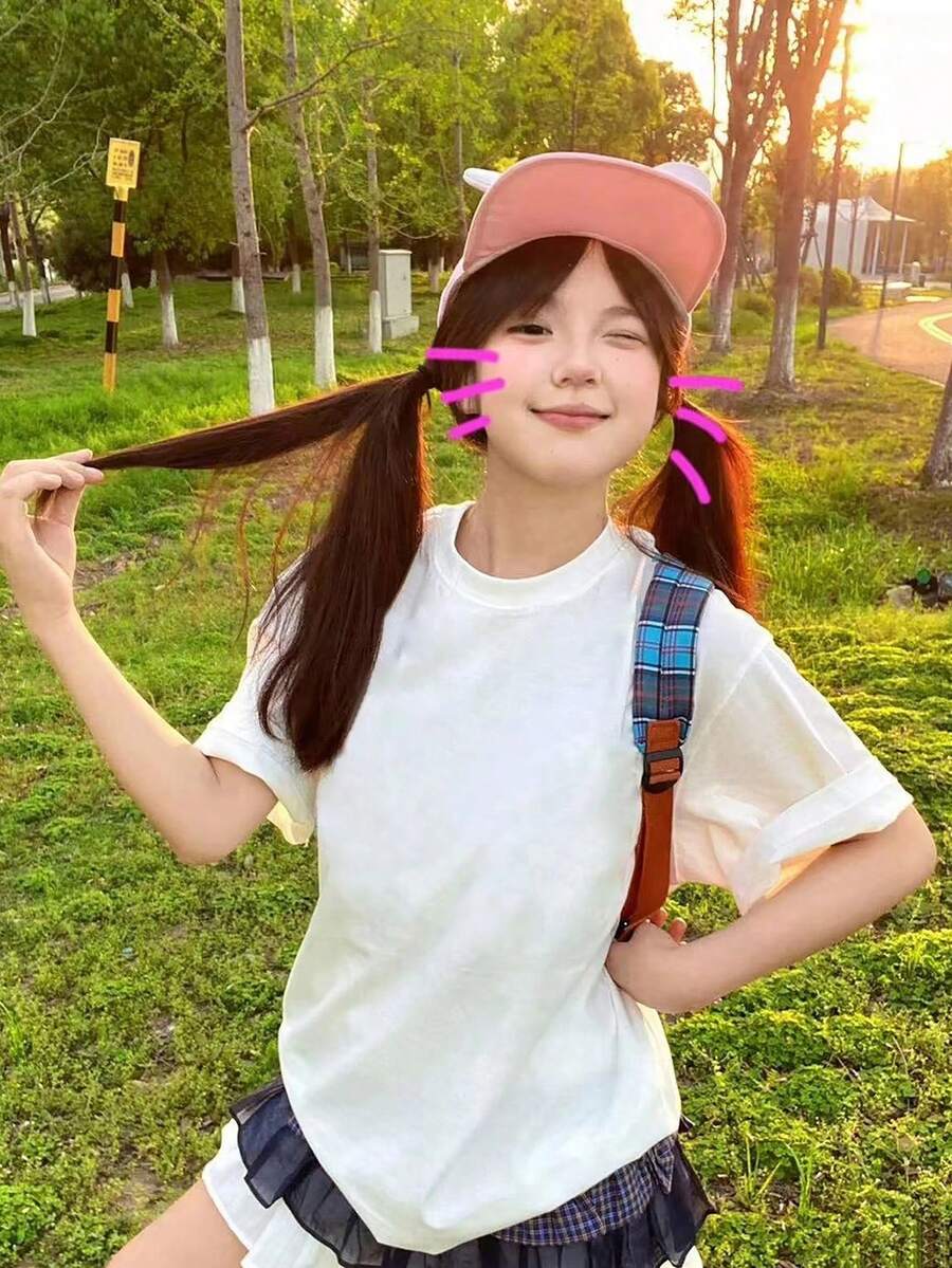 200g Pure Cotton T-Shirt 2025 Summer Ladies New Short Sleeve Pure Cotton Holiday Pattern Short Sleeve Round Neck Couple Wear Small Shirt Tops - 白色 - 查看 1