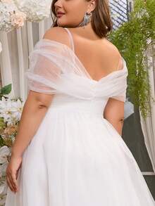 Plus Tulle Off The Shoulder Maxi Dress For Wedding Guest Evening Party Formal Event Bridal Shower Reception Dress Party Gowns Prom Dinner - White - View 9