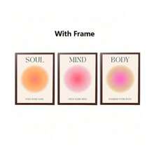 3 pièces - Affiche de gradient d'aura abstrait, art mural spirituel d'affirmation quotidienne rose, peinture sur canevas de papillon, décoration de salle esthétique, cadre en option