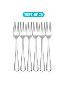 2/6/12 件装银色不锈钢叉子，沙拉/开胃菜/甜点叉，适用于家庭厨房、餐厅、酒店、婚礼、派对和日常使用，不锈钢餐具，银质餐具套装，厨房用品，可用洗碗机清洗