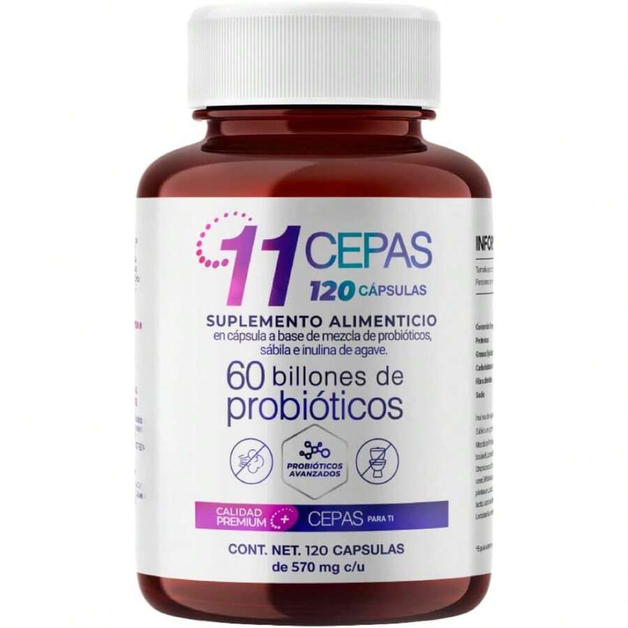 Probióticos 60 Billones y 11 Cepas e Inulina de Agave | Suplemento Alimenticio con Probióticos y Prebióticos a Base de Sábila, B. Lactis y L. Rhamnosus | Cont. 60 caps.