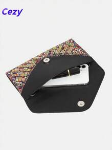 Cezy 1 pieza Bolso de mano con adorno de cristal de moda - Correa para el hombro desmontable - Cierre magnético - Forro de poliéster - Estilo brillante similar a diamantes para fiesta - Excelente regalo para mujeres