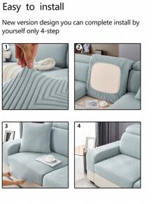 1pc Stretch Sofa Cover, Non-Slip Full Coverage Sofa Seat Cover, All Season Universal Sofa Cushion Cover, Fabric Thickened Sofa Blanket, Machine Washable, Dust-Proof, Pet-Friendly, Haze Blue Fresh Style, Adjustable For Bedroom, Office, Living Room Combination And L-Shaped Sofa And 1/2/3/4 Seat Covers